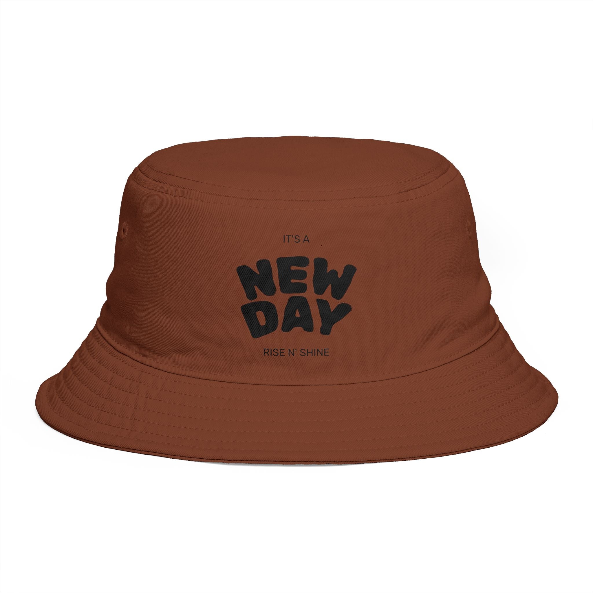 New Day Brown Bucket Hat — Inspirational Casual Sun Hat by Printify Hats Hats Hats New Day Brown Bucket Hat — Inspirational Casual Sun Hat
