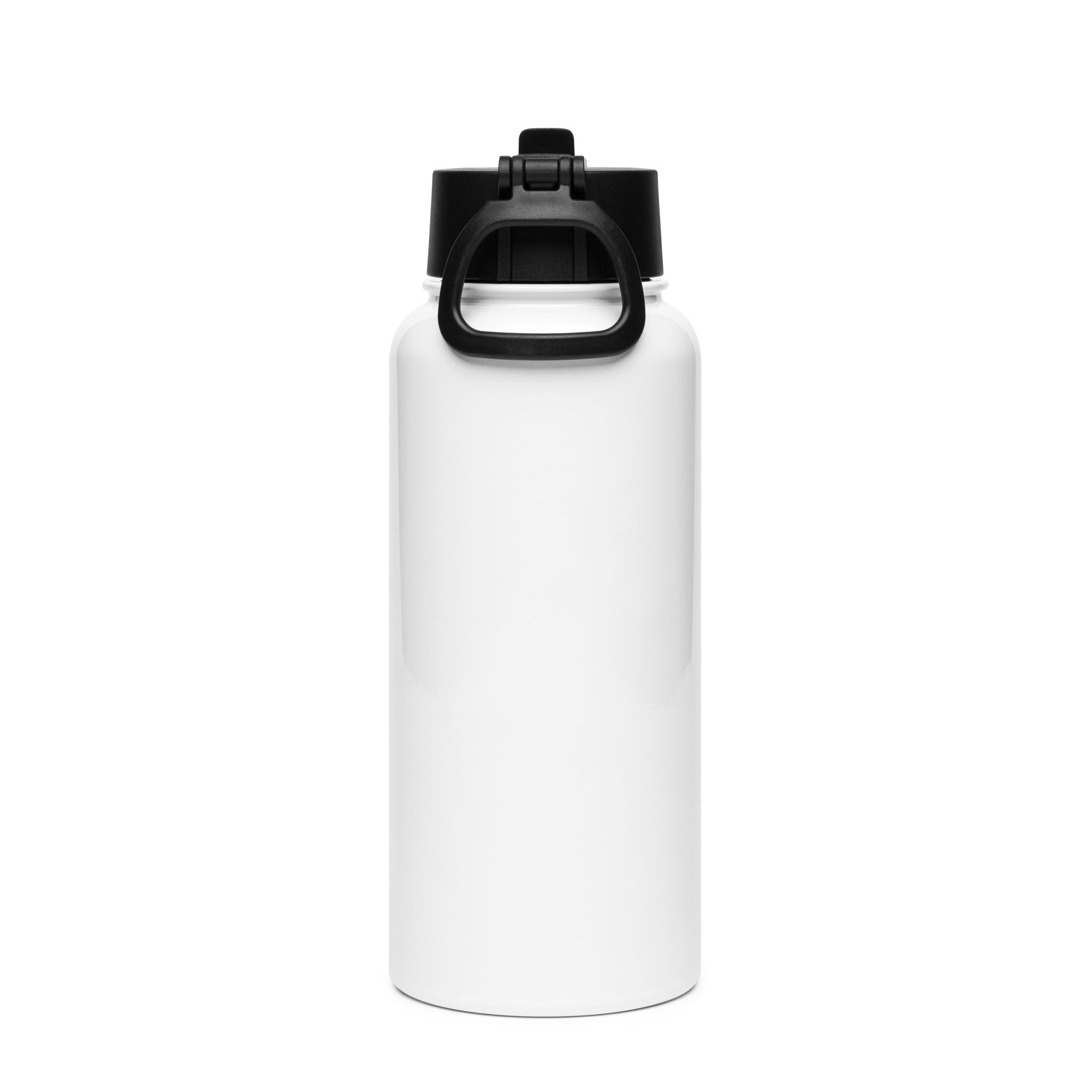 Stainless steel water bottle with a straw lid by Mbendera Music & Merchandise