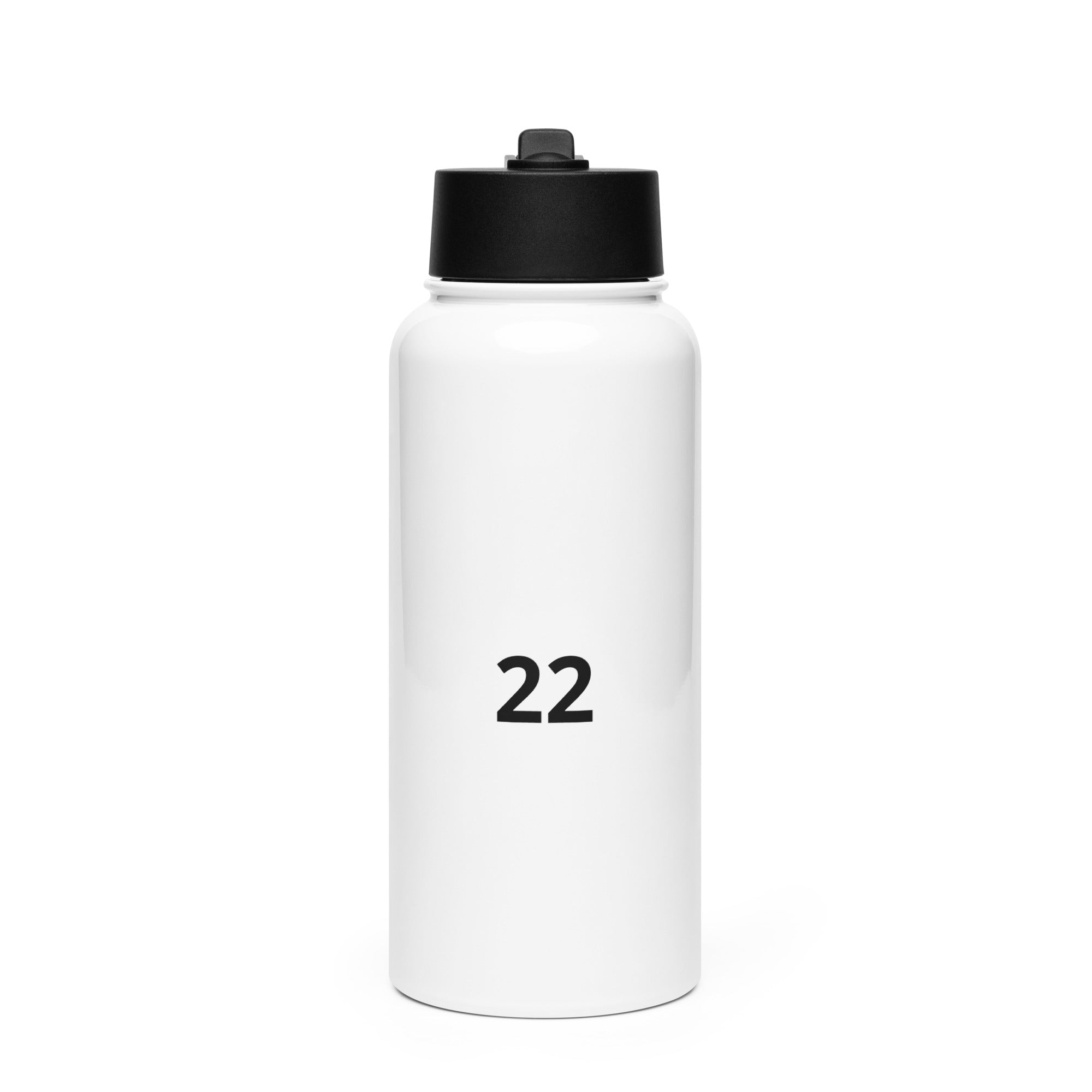 Stainless steel water bottle with a straw lid by Mbendera Music & Merchandise