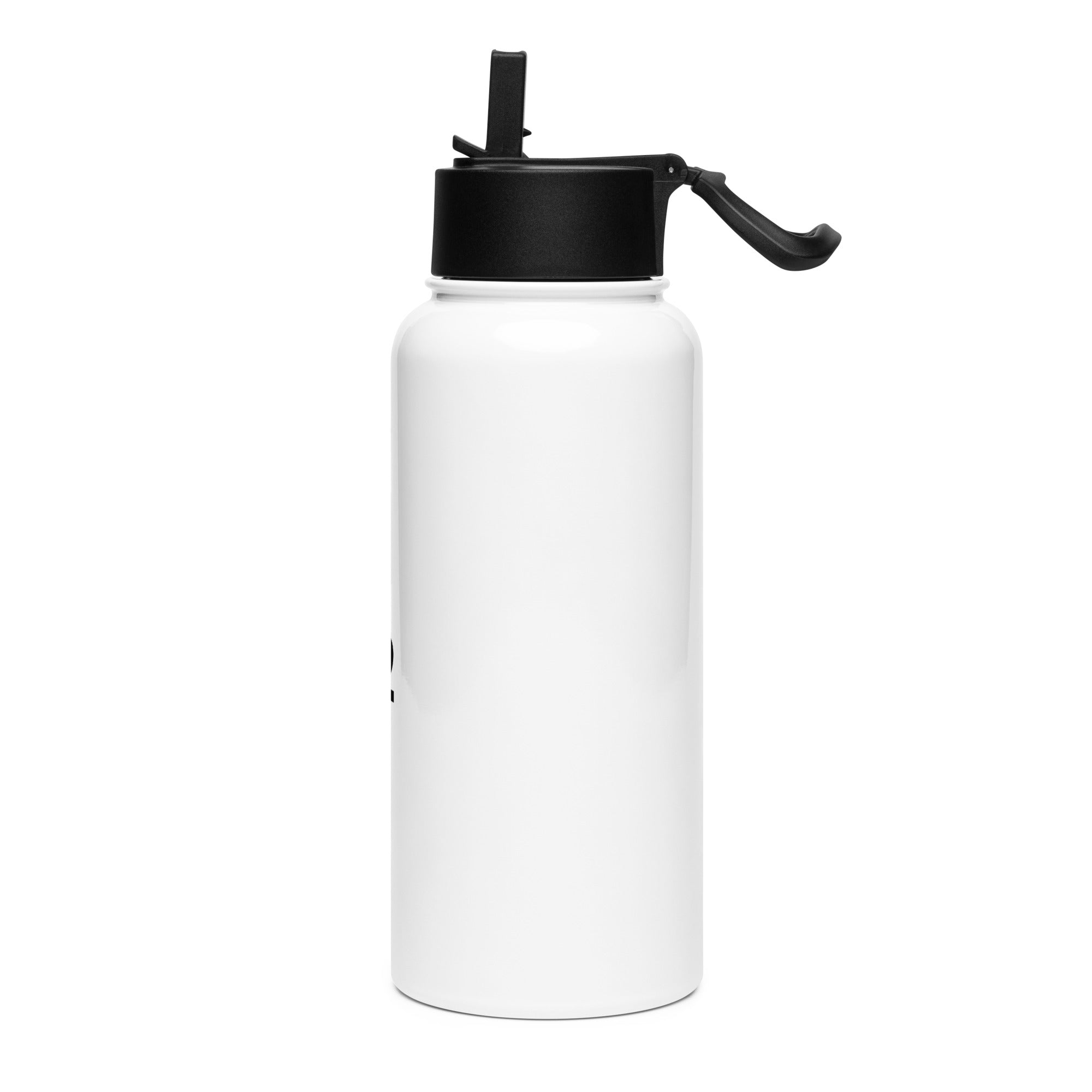 Stainless steel water bottle with a straw lid by Mbendera Music & Merchandise