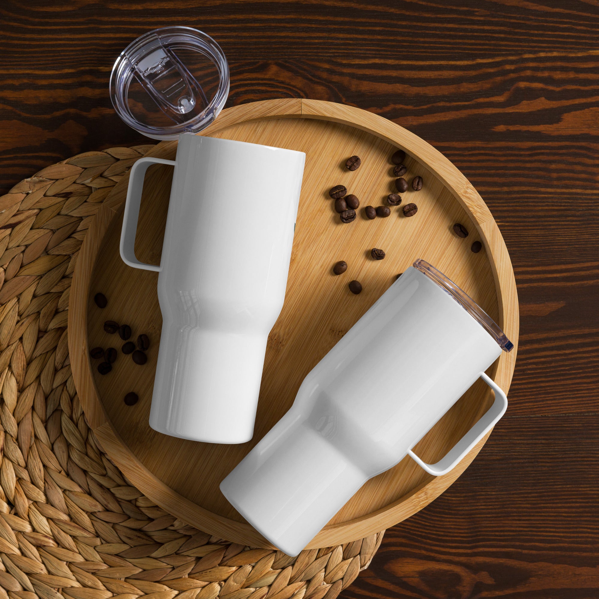 Travel mug with a handle by Mbendera Music & Merchandise
